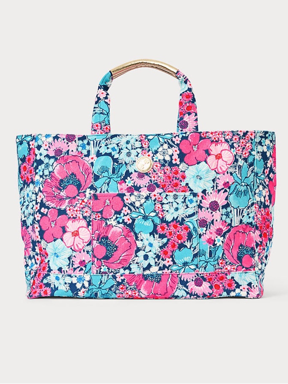 Lilly Pulitzer Jumbo Mercato Tote Beach Floral Starlight Navy in All Her Glory